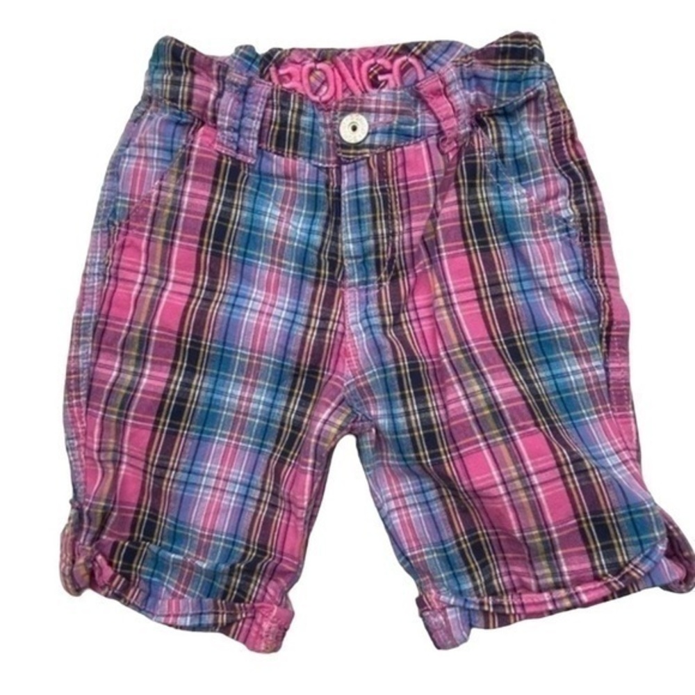 Bongo Plaid Bermuda Shorts Girls Size 5 Pink Blue